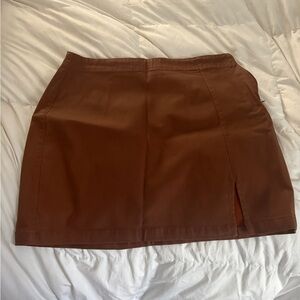 Brown faux leather Women's Skirt